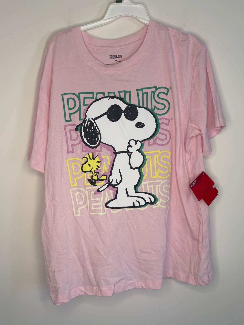 Peanuts Snoopy & Woodstock Pink Graphic Tee NWT Size XL